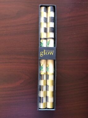 MacKenzie-Childs Glow frog prince 12" candles beeswax blend black gold checks